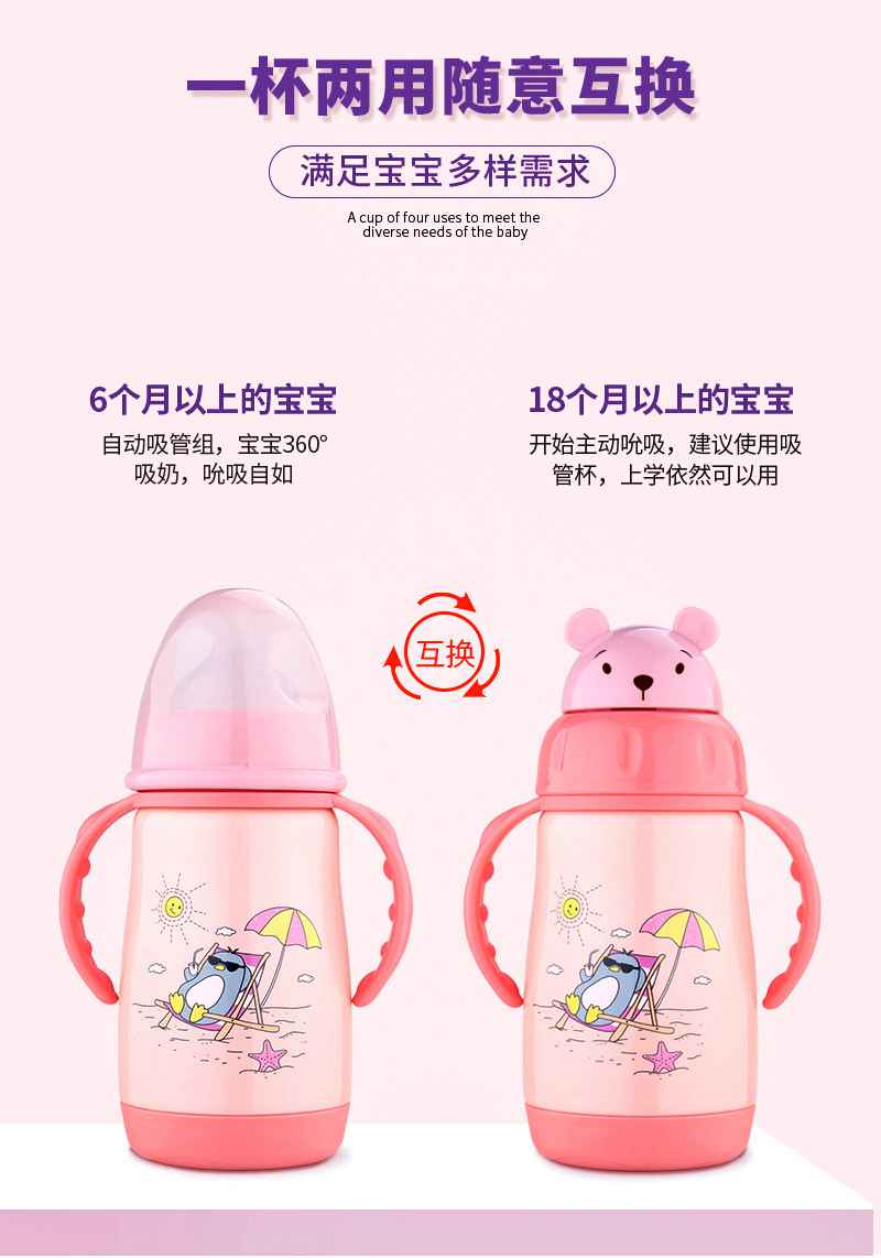 不锈钢防摔防爆保温奶瓶