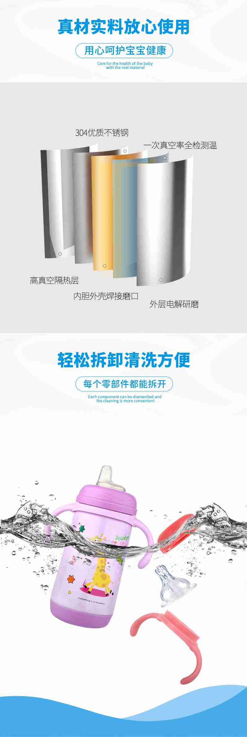 宝宝多功能双盖吸管水壶